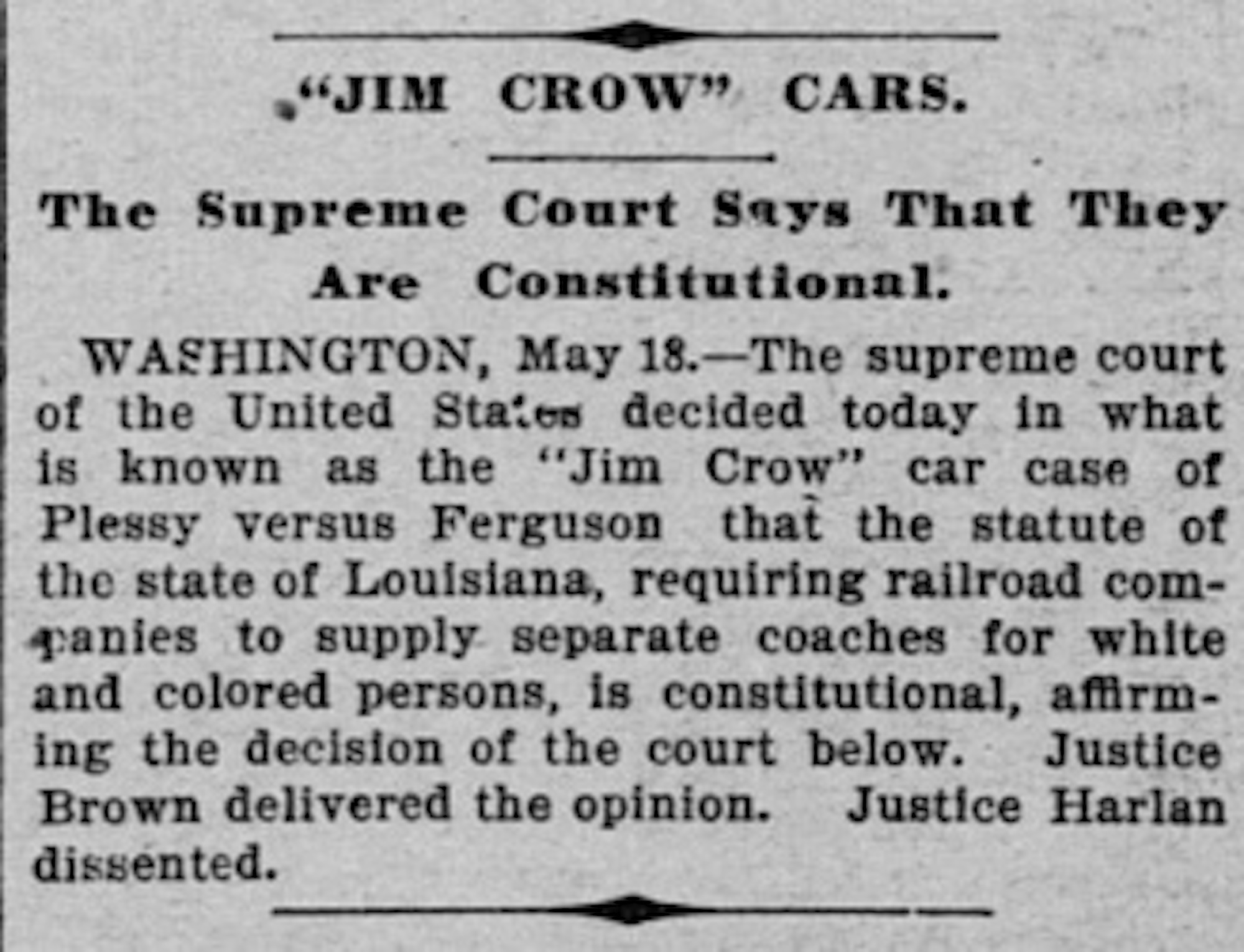 "Jim Crow" Cars